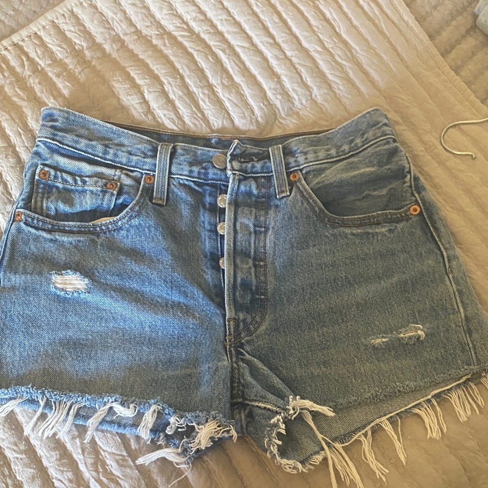 Levi's Blue Distressed Jean Shorts
